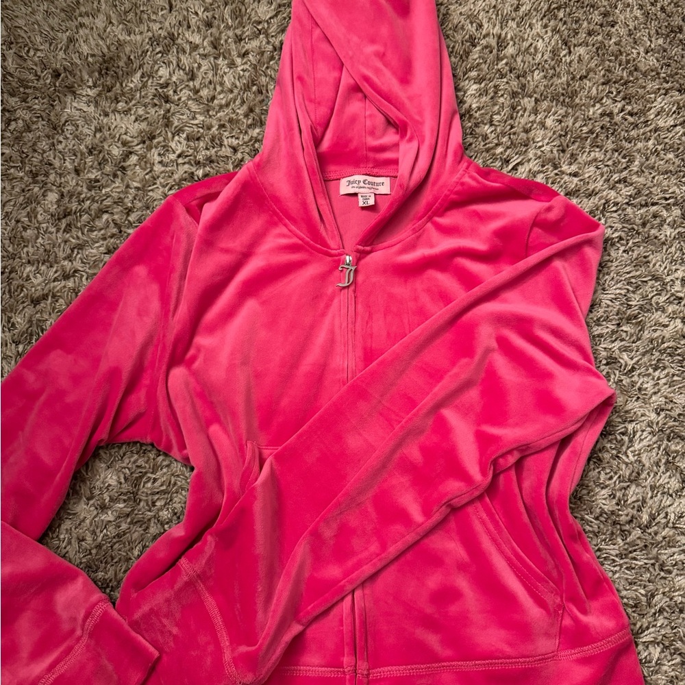 Juicy Couture Fuchsia Velour Zip Hoodie